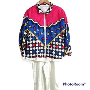VTG Adolof Sport Retro 80's 90's Y2K Colorblock track suit womena size large